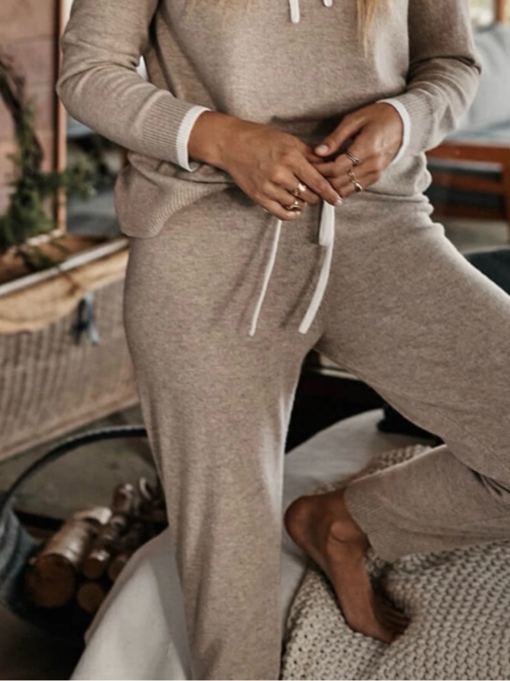 Summersalt The Coziest Cashmere Blend Jogger Pants Heather Taupe Size S